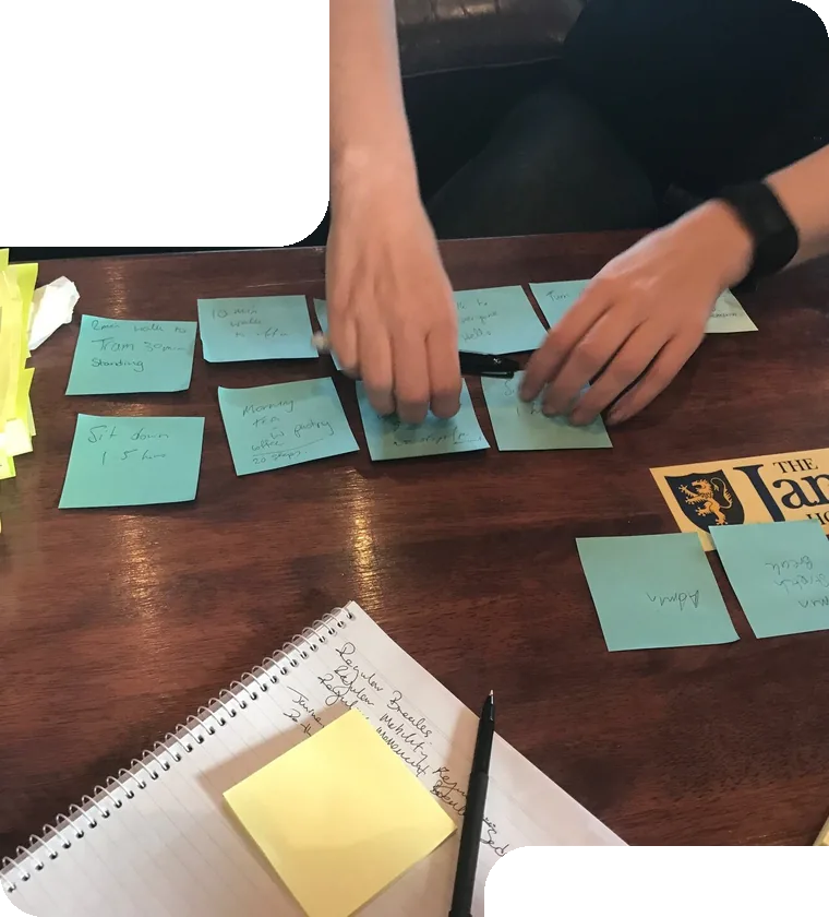 Sorting ideas on sticky notes